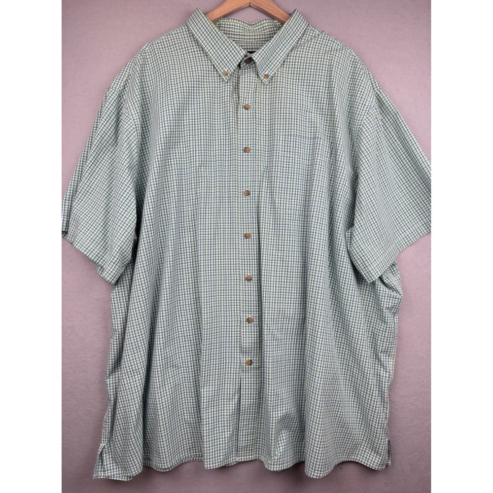 Harbor Bay Shirt Mens 4XL Plaid Button Front Short Sleeve Casual Gingham Classic